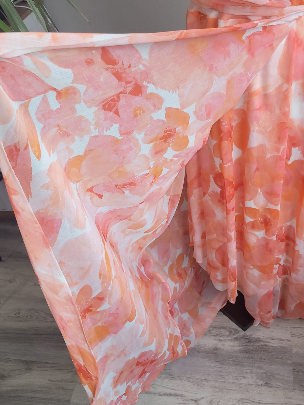 DKNY NWT Floral Maxi Dress Size 10 Peach Coral High Low Formal - Picture 5 of 10